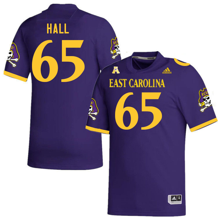 Men #65 Dustyn Hall ECU Pirates College Football Jerseys Stitched Sale-Purple